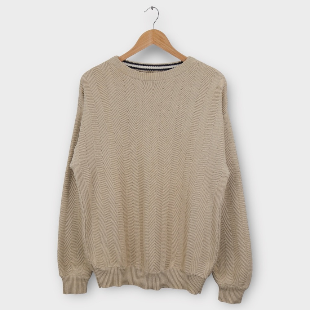 Vintage Roundtree & Yorke Herringbone Sweater‎ Men’s Size Medium Beige